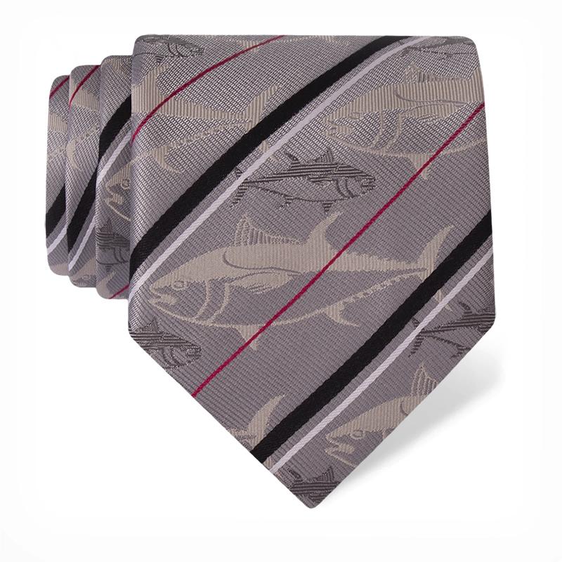 Cravat CROATA Thematic  Tuna fish Light grey  Silk 100%  