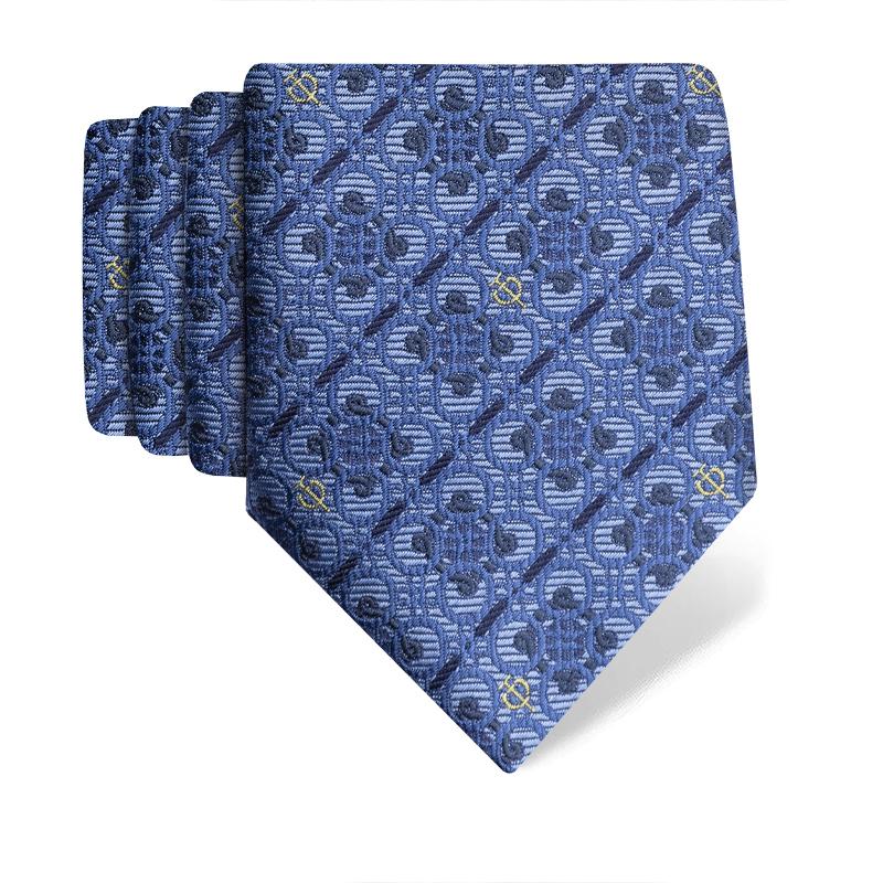Cravat CROATA Thematic  Braiding and glagolitic alphabet Blue  Silk 100%  