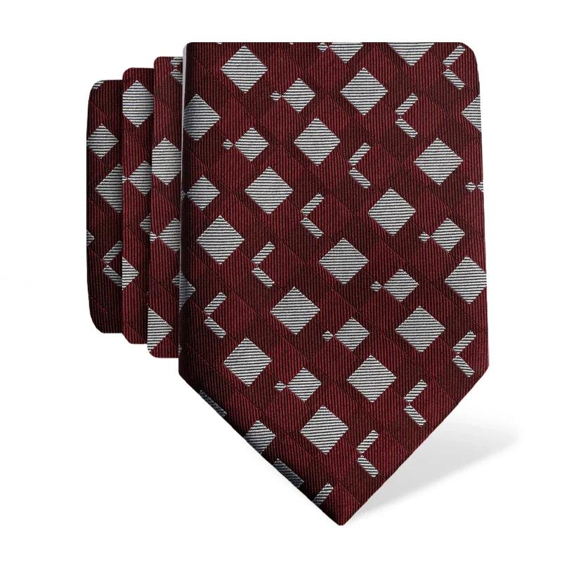 Cravat CROATA Thematic  Squares Wine red  Silk 100%  