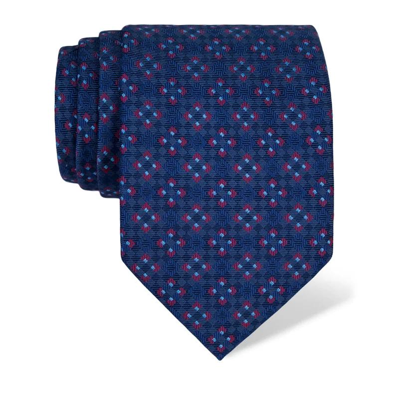 Cravat CROATA Thematic  Squares Blue  Silk 100%  