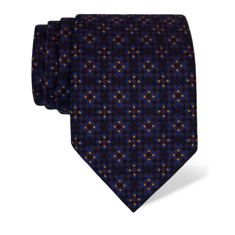 Cravat CROATA Thematic  Squares Dark blue  Silk 100%  