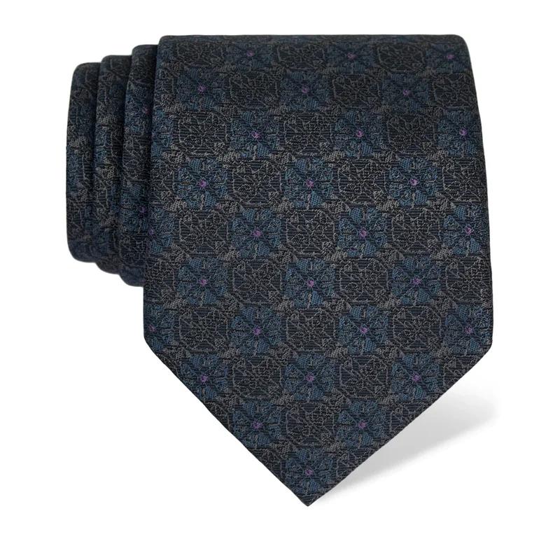 Cravat CROATA Thematic  Folk embroidery Grey  Silk 100%  