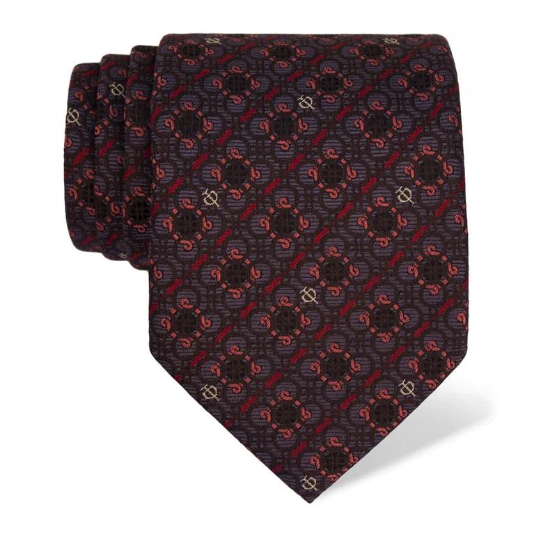 Cravat CROATA Thematic  Braiding and glagolitic alphabet Purple  Silk 100%  