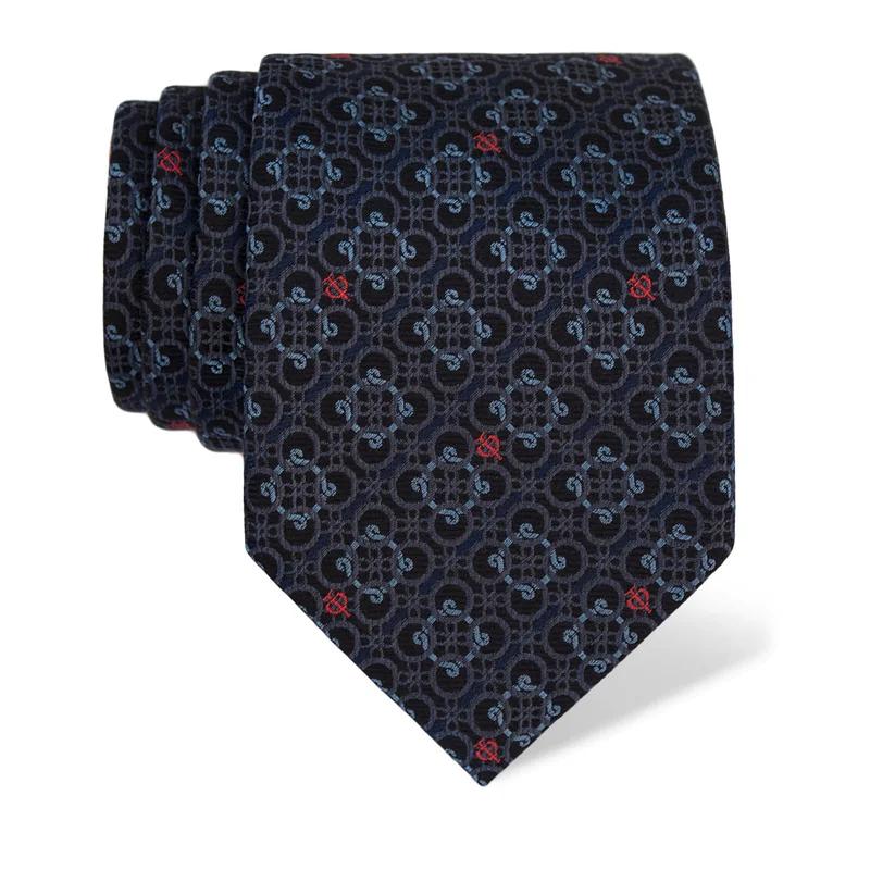 Cravat CROATA Thematic  Braiding and glagolitic alphabet Dark blue  Silk 100%  