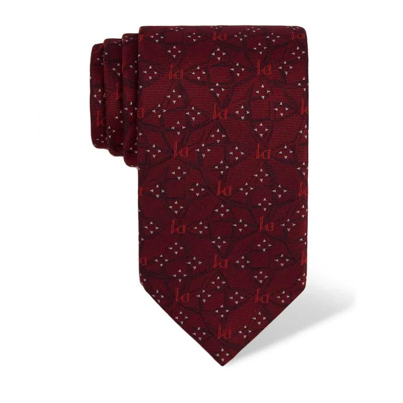 Cravat CROATA Thematic  Braiding and glagolitic alphabet Wine red  Silk 100%  