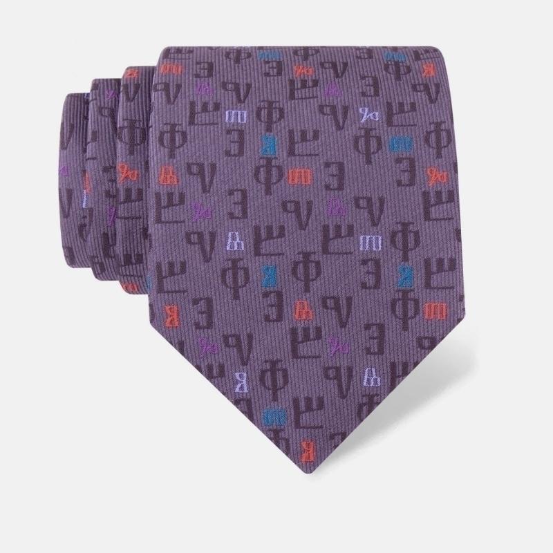 Cravat CROATA Brijuni Thematic  Glagolitic alphabet Grey  Silk 100%  