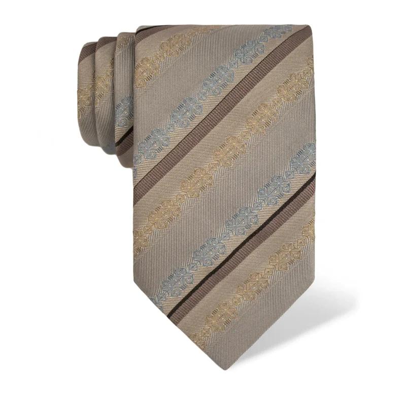 Cravat CROATA Brijuni Thematic  Folk embroidery Beige  Silk 100%  