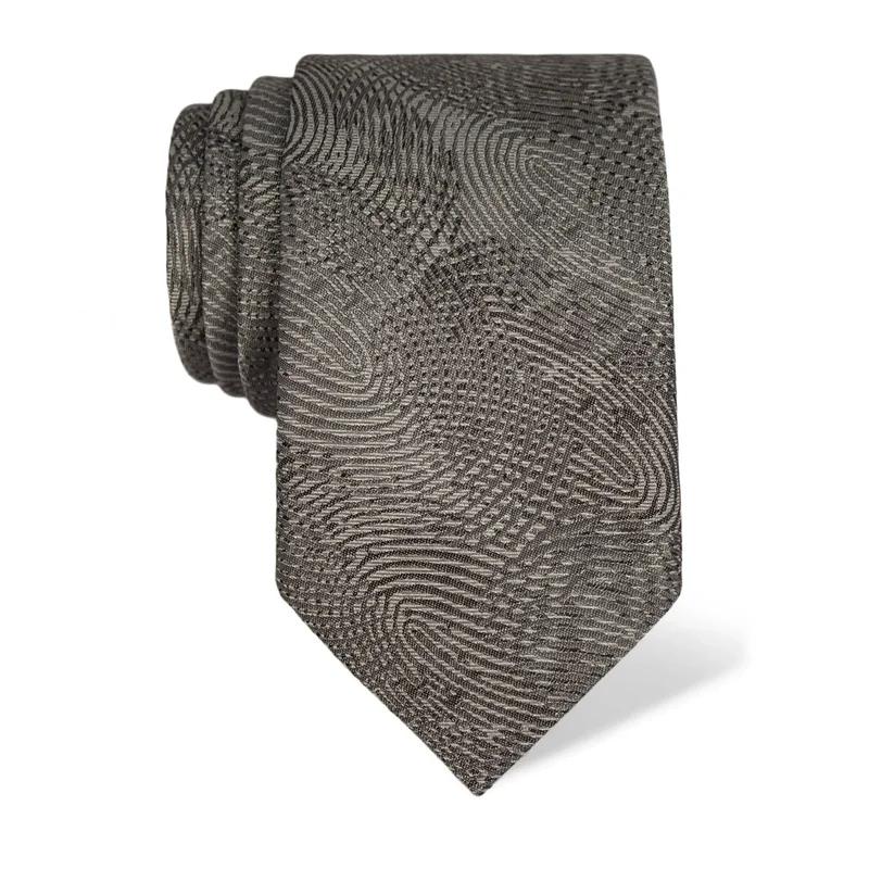 Cravat CROATA Thematic Large Fingerprints by Ivan Vučetić Light grey  Silk 100%  