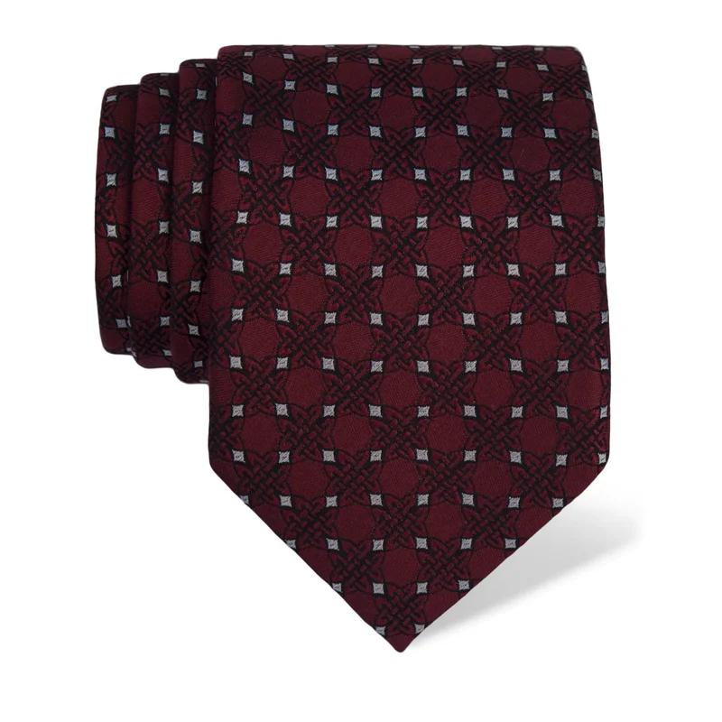 Cravat CROATA Thematic Large Braiding Wine red  Silk 100%  