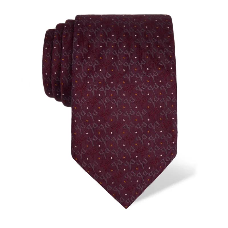 Cravat CROATA Thematic Large Glagolitic alphabet Wine red  Silk 100%  