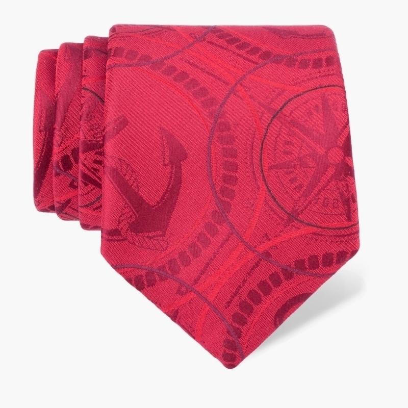 Cravat CROATA Clasicum Thematic Regular Maritime motifs Red  Silk 100%  