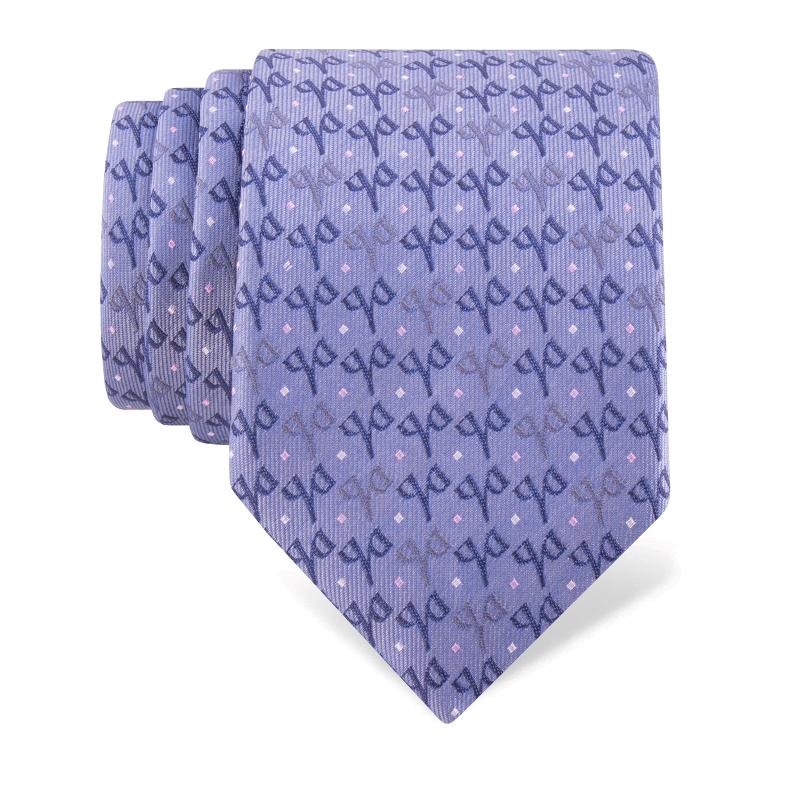 Cravat CROATA Thematic  Glagolitic alphabet Light blue  Silk 100%  Short sleeve