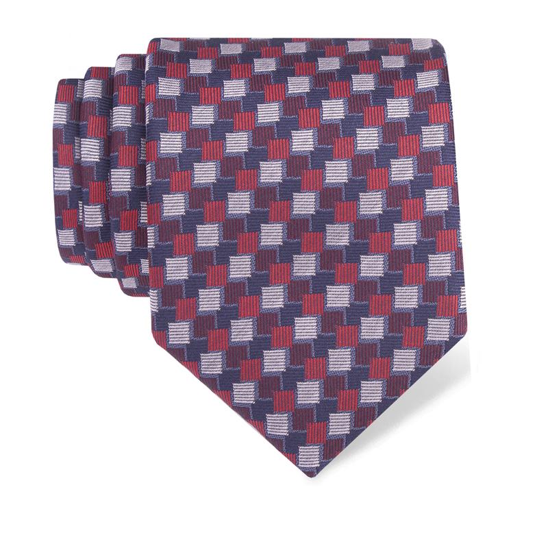 Cravat CROATA Thematic  Squares Red  Silk 100%  