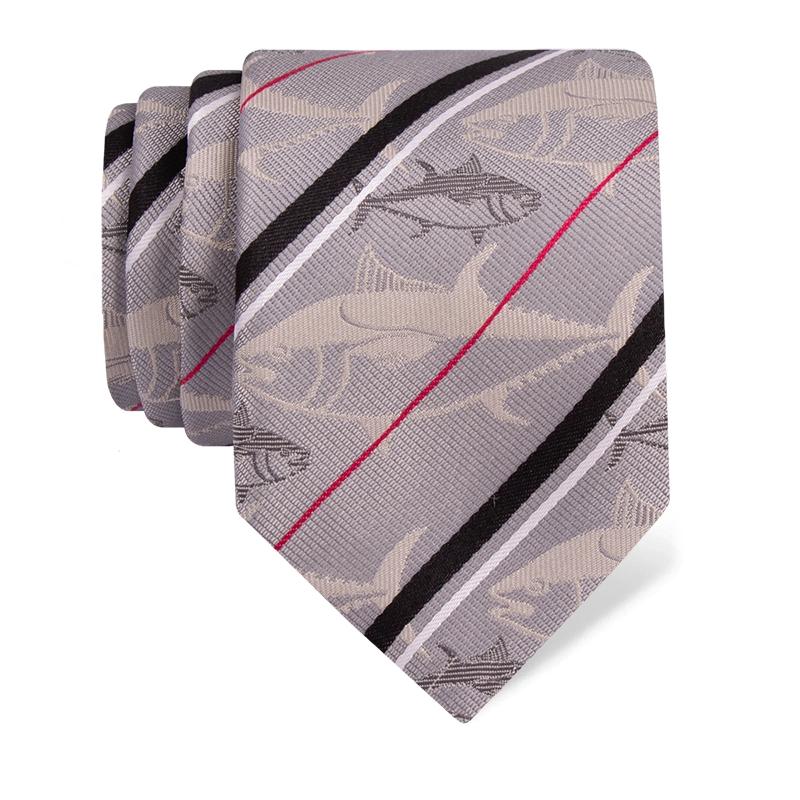 Cravat CROATA Thematic  Tuna fish Light grey  Silk 100%  