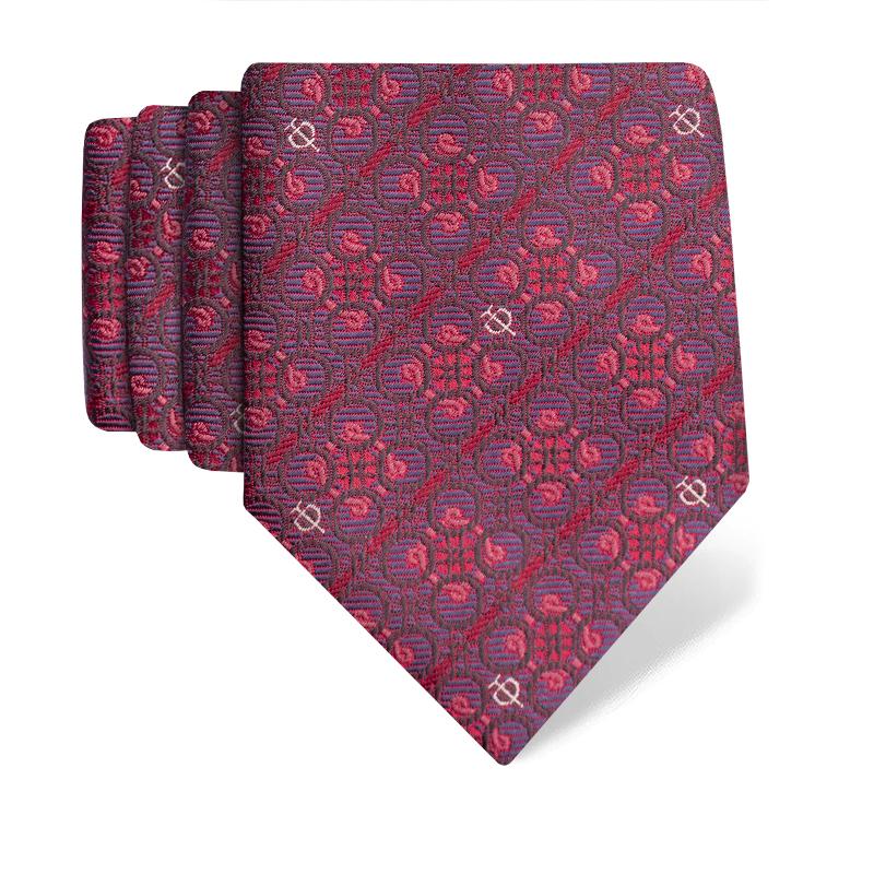 Cravat CROATA Thematic  Braiding and glagolitic alphabet Wine red  Silk 100%  