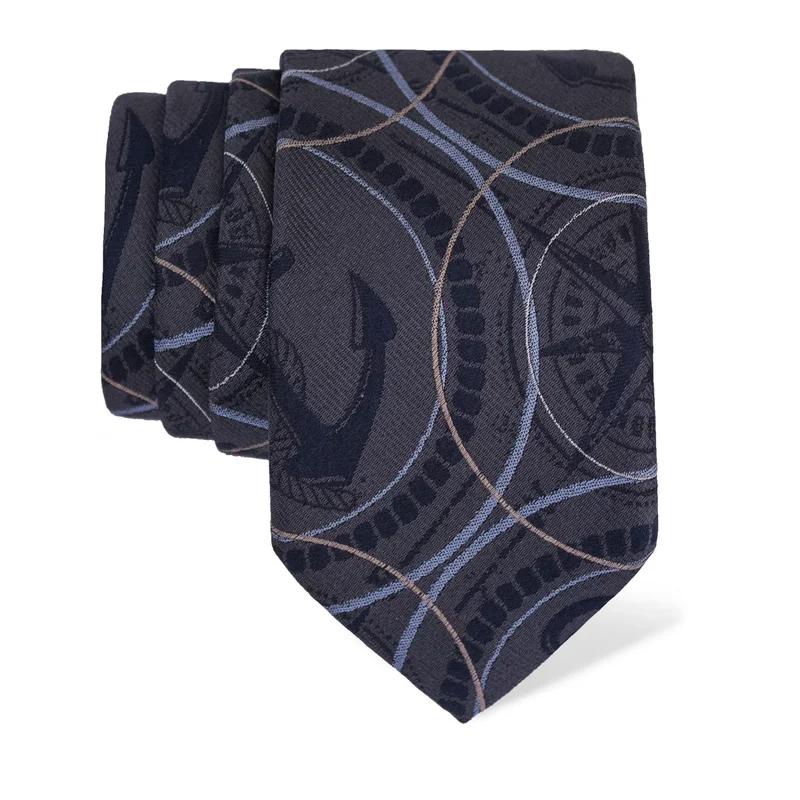 Cravat CROATA Thematic  Maritime motifs Grey  Silk 100%  