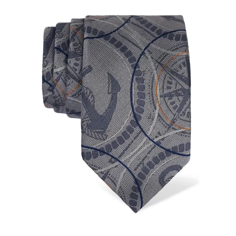 Cravat CROATA Thematic  Maritime motifs Grey  Silk 100%  