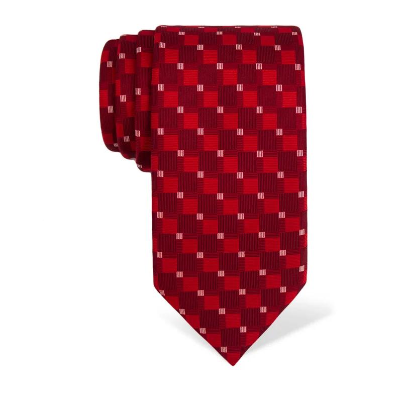 Cravat CROATA Thematic  Squares Red  Silk 100%  