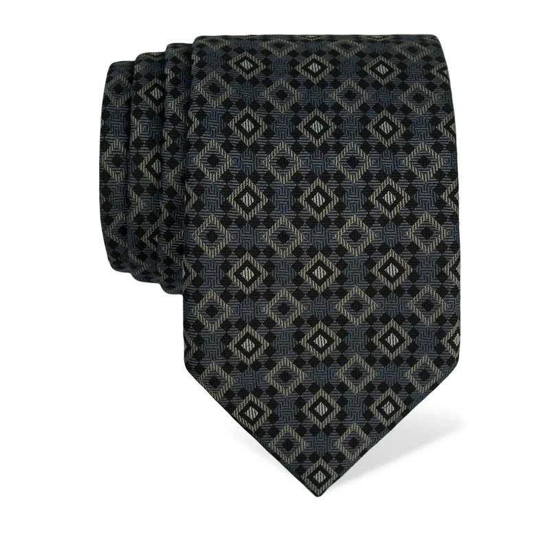 Cravat CROATA Thematic  Squares Grey  Silk 100%  