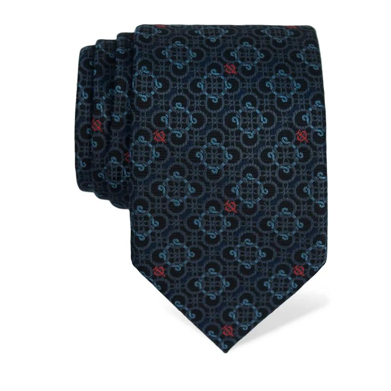 Cravat CROATA Thematic  Braiding and glagolitic alphabet Dark blue  Silk 100%  