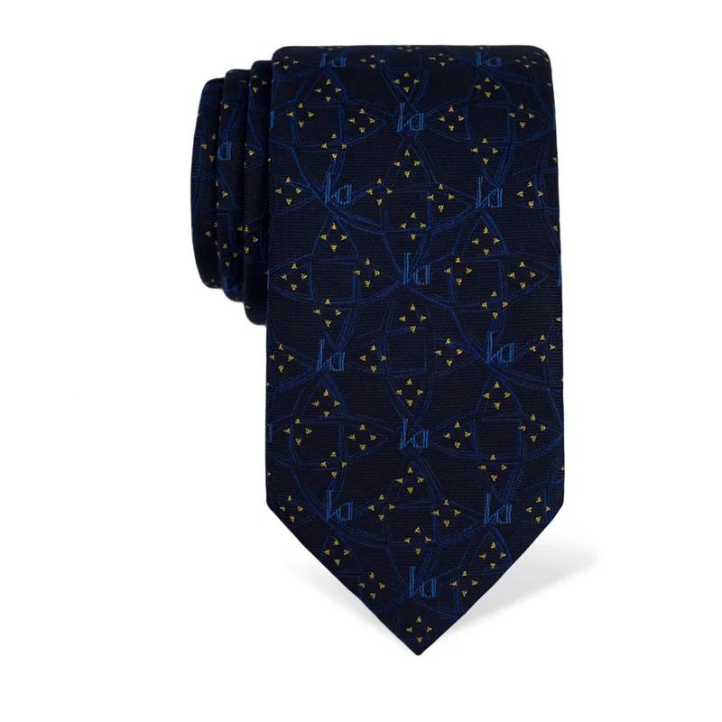 Cravat CROATA Thematic  Braiding and glagolitic alphabet Blue  Silk 100%  