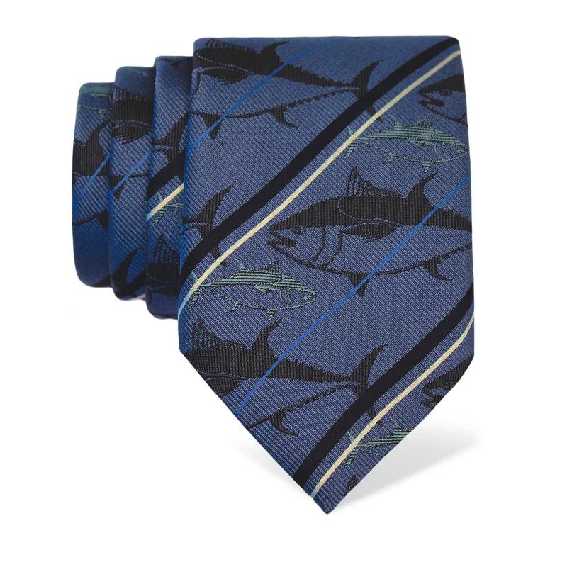 Cravat CROATA Thematic  Tuna fish Light blue  Silk 100%  