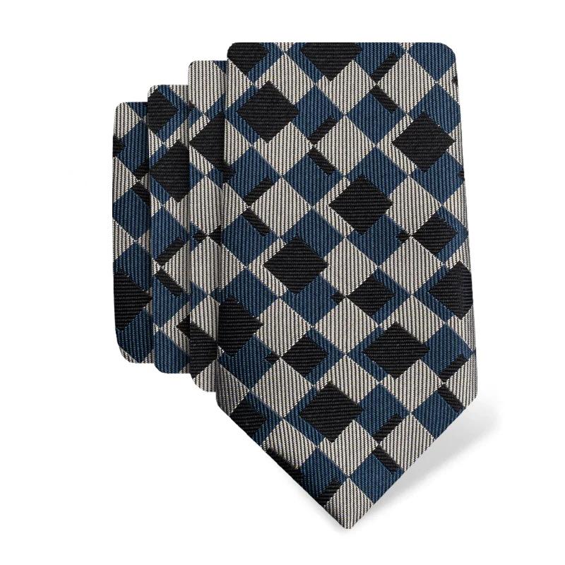 Cravat CROATA Thematic  Squares Blue  Silk 100%  