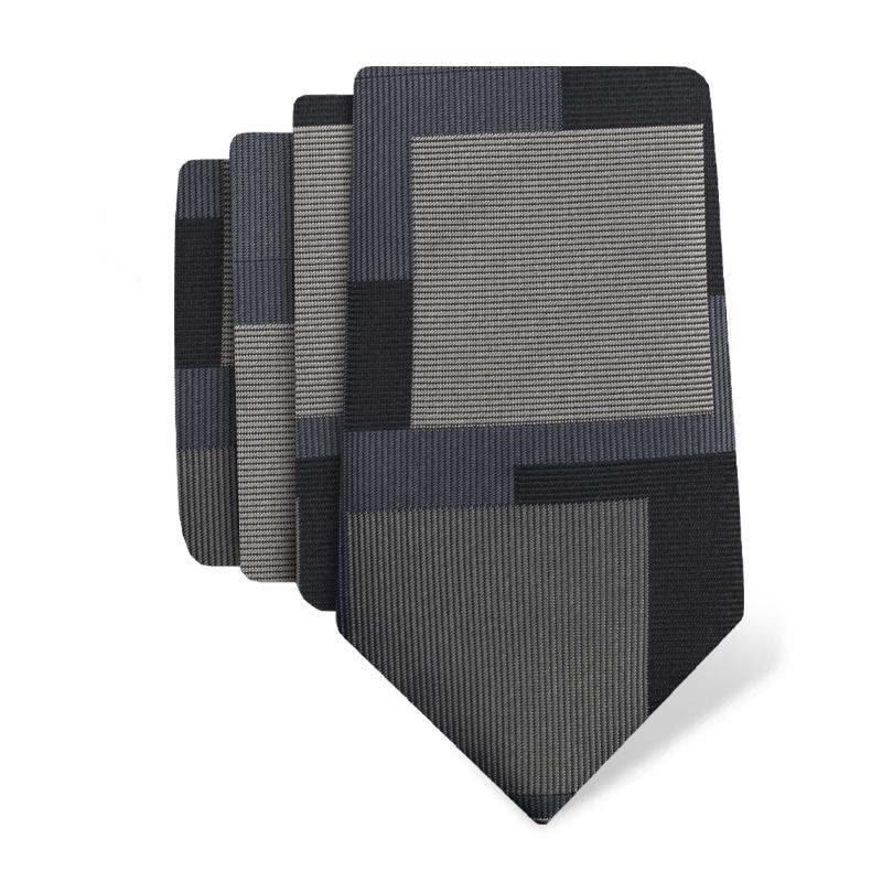 Cravat CROATA Thematic  Squares Grey  Silk 100%  
