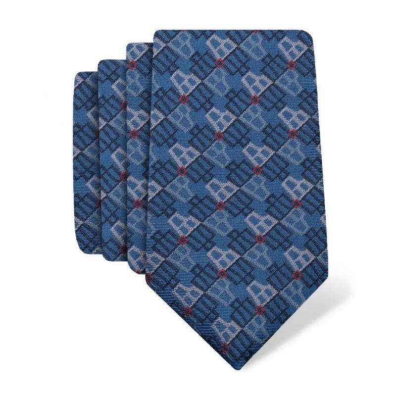 Cravat CROATA Thematic  Glagolitic alphabet Blue  Silk 100%  