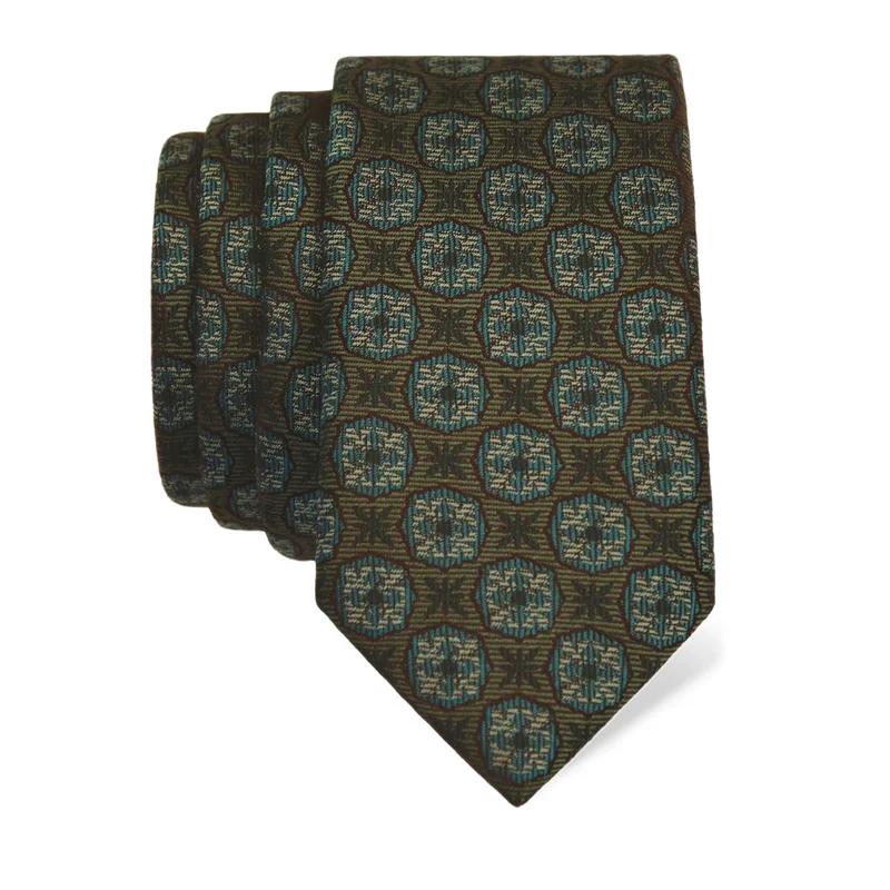 Cravat CROATA Thematic  Folk embroidery Green  Silk 100%  