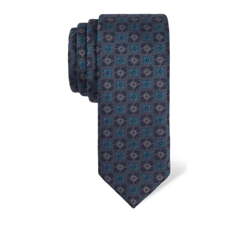 Cravat CROATA Thematic  Folk embroidery Blue  Silk 100%  
