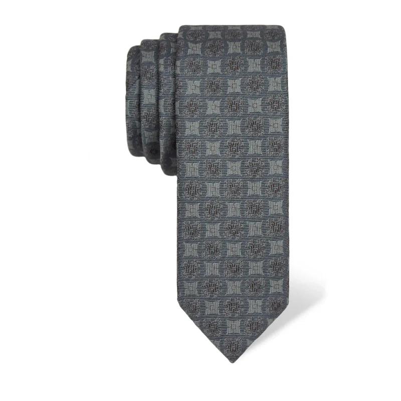 Cravat CROATA Thematic  Folk embroidery Grey  Silk 100%  