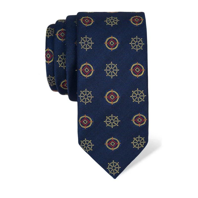 Cravat CROATA Thematic  Maritime motifs Blue  Silk 100%  