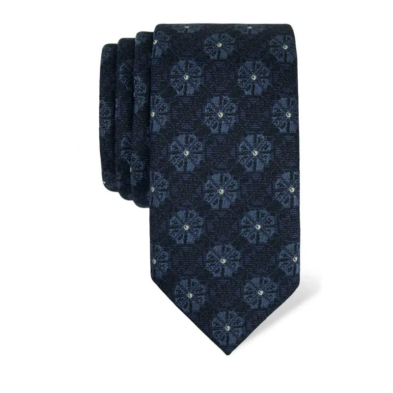 Cravat CROATA Thematic  Folk embroidery Dark blue  Silk 100%  
