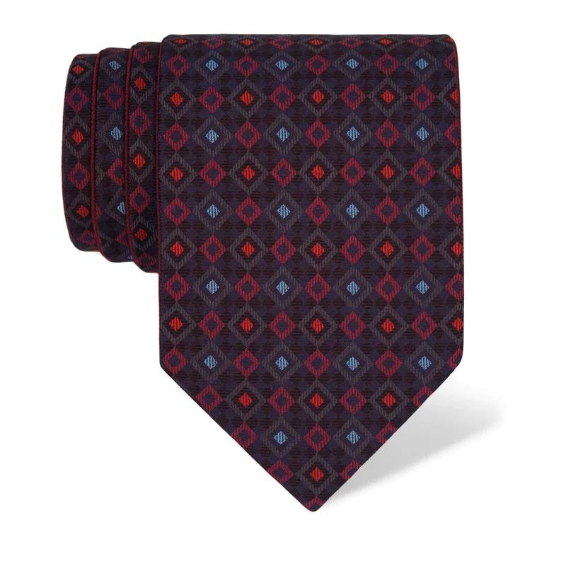 Cravat CROATA Thematic Double face Squares Blue  Silk 100%  