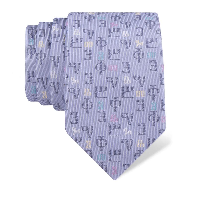 Cravat CROATA Brijuni Thematic  Glagolitic alphabet Light blue  Silk 100%  
