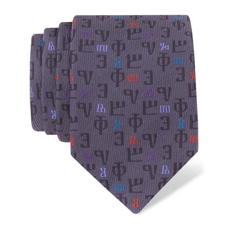 Cravat CROATA Brijuni Thematic  Glagolitic alphabet Grey  Silk 100%  
