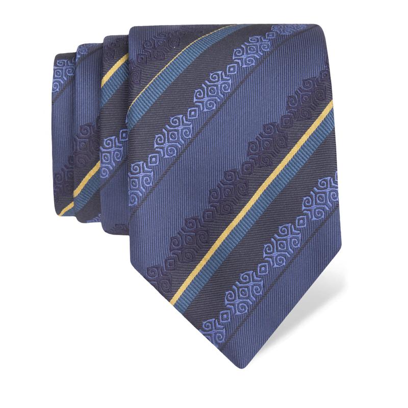 Cravat CROATA Brijuni Thematic  Folk embroidery Dark blue  Silk 100%  