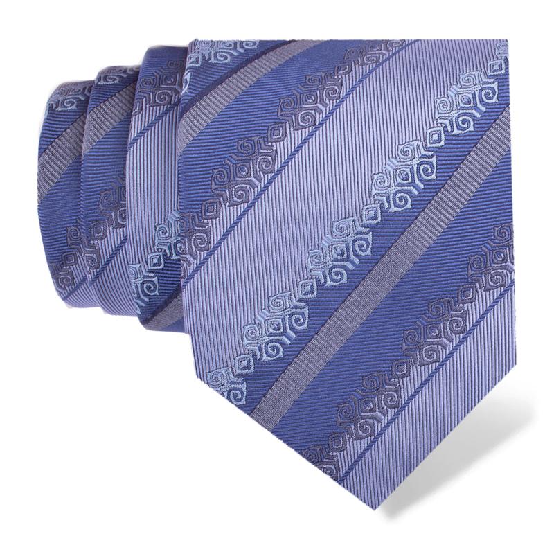 Cravat CROATA Brijuni Thematic  Folk embroidery Blue  Silk 100%  