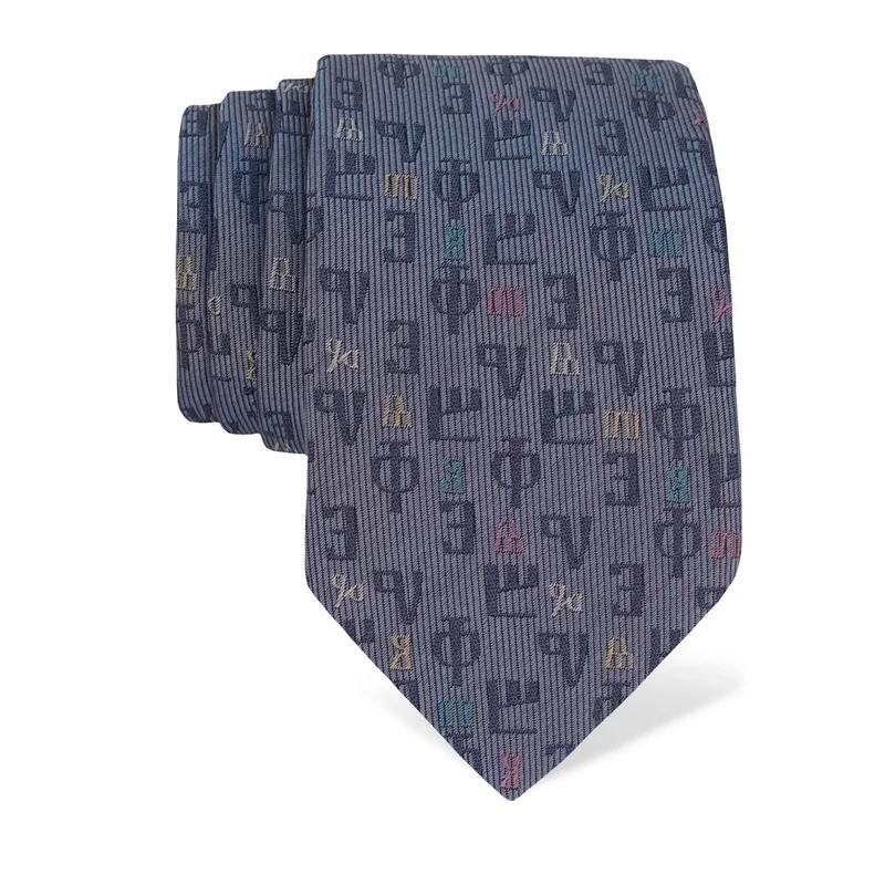 Cravat Brijuni Thematic  Glagolitic alphabet Grey  Silk 100%  