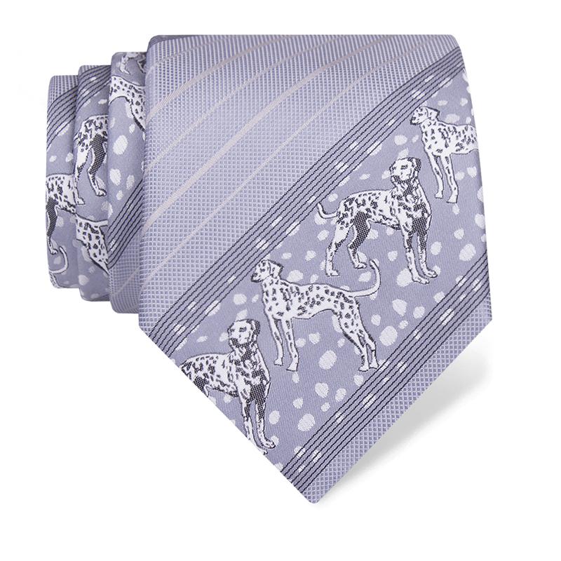 Cravat CROATA CROATA Thematic  Dalmatian dog Light grey  Silk 100%  