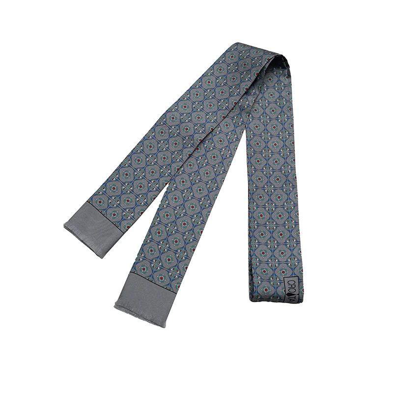 Shawl necktie CROATA Thematic  Braiding Grey  Silk 100%  