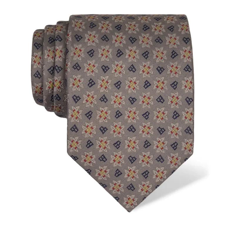 Cravat CROATA Dubrovnik Thematic Limited edition Braiding and glagolitic alphabet Grey  Silk 100%  