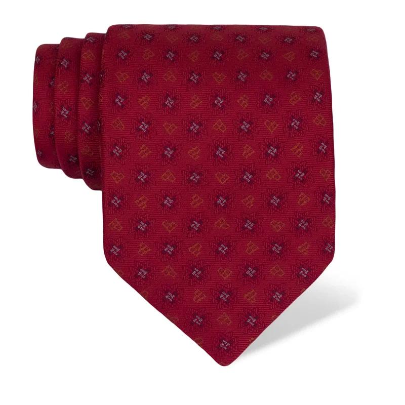 Cravat CROATA Dubrovnik Thematic Limited edition Braiding and glagolitic alphabet Red  Silk 100%  