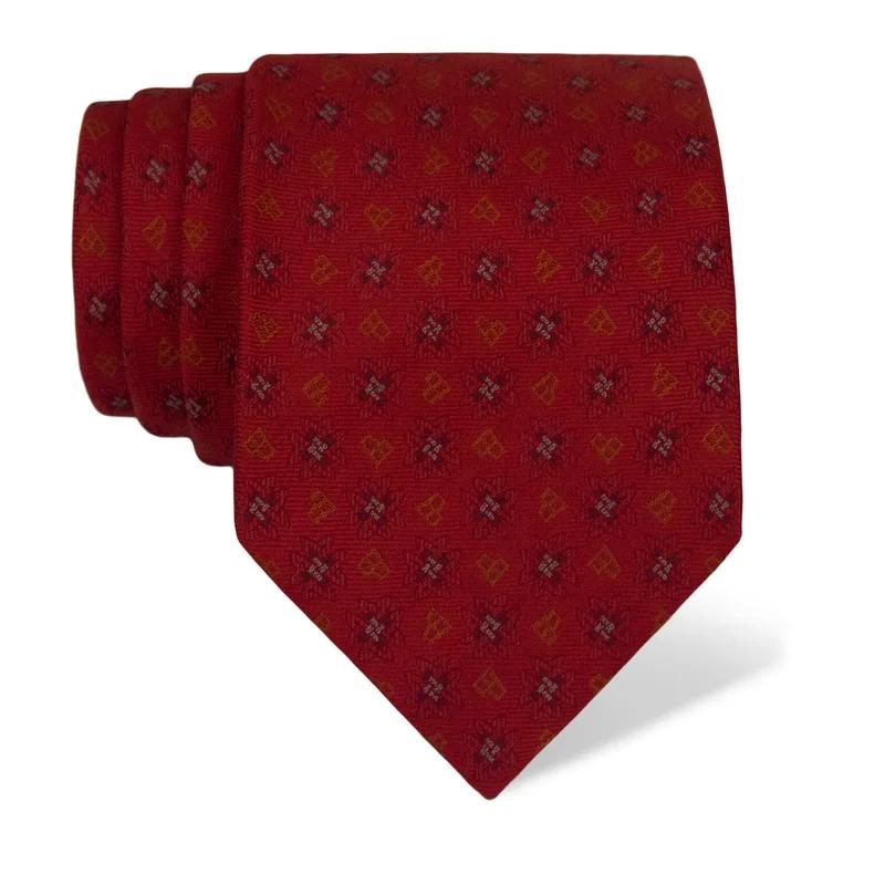 Cravat CROATA Dubrovnik Thematic Limited edition Braiding and glagolitic alphabet Red  Silk 100%  