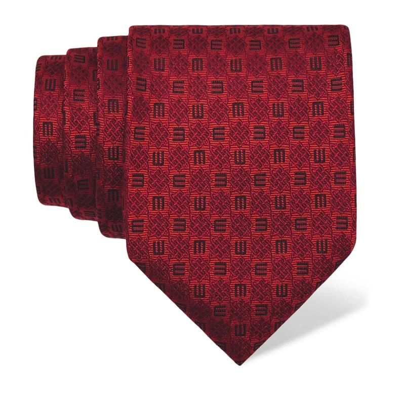 Cravat CROATA Dubrovnik Thematic  Braiding and glagolitic alphabet Red  Silk 100%  