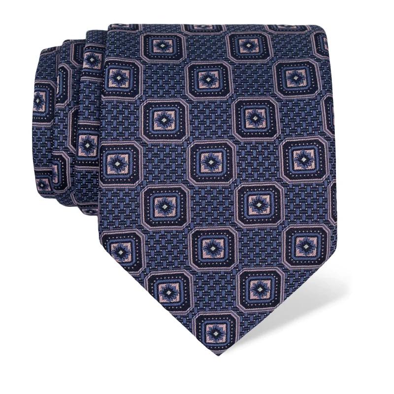 Cravat CROATA Classic  Flora and Fauna Blue  Silk 100%  
