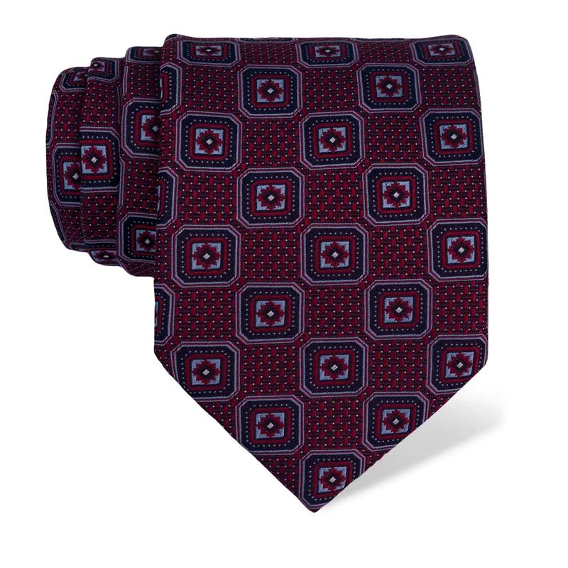 Cravat Classic  Flora and Fauna Red  Silk 100%  