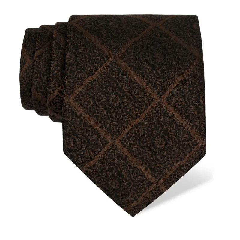 Cravat Classic  Flora and Fauna Brown  Silk 100%  