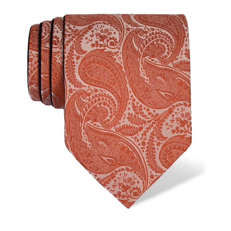 Cravat CROATA Classic Double face Paisley Orange  Silk 100%  